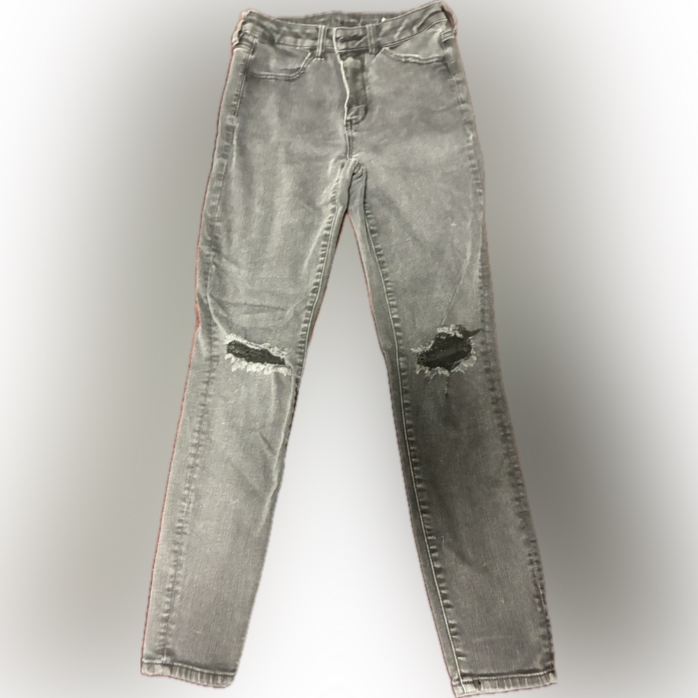 AMERICAN EAGLE | Grey Distressed Skinny Jeans | size 6